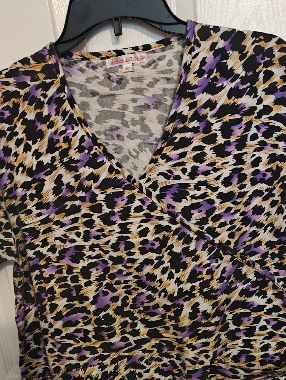 Purple Leopard Print Wrap-Style Women’s Top